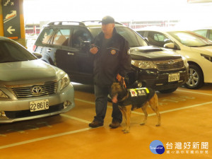 烏日警方用警犬巡邏。林重鎣攝