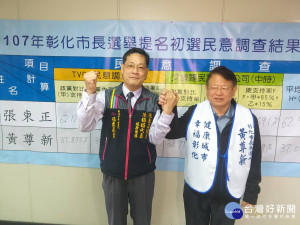 左為民調初選勝出的張東正、右為黃尊新。圖／國民黨彰化市黨部提供