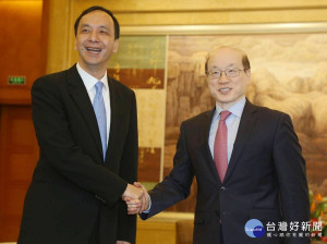 朱立倫市長26日跟新上任的國台辦主任劉結一見面，25日晚間則與上海市委書記李強會面。（圖／新聞局提供）