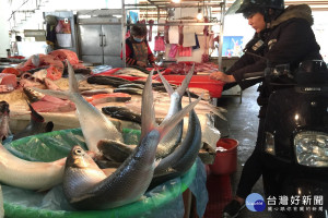 產量少，目前台南的虱目魚多半是高屏一帶運過來，今天市場零售價每台斤漲到一百元，家庭主婦買不下手。(圖/記者黃芳祿攝) 