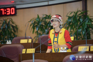 市議員吳春芳在市政總質詢針對禁伐補償、原住民老人安養等方面議題進行探討。(圖／桃園市議會提供)
