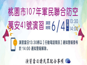 萬安41號演習期間，桃園捷運公司籲請旅客配合。