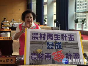 林 碧秀議員指農村再生延宕。林重鎣翻攝