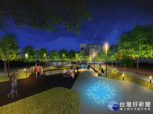 大里運動公園夜間照明啟用。林重鎣翻攝
 