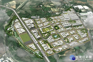 桃園機場捷運A20站區區段徵收工程空拍圖。