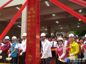 市長朱立倫出席主持中和分隊新建工程動土典禮 。（圖／記者黃村杉攝）