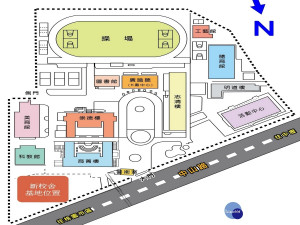 桃園市武陵高中新建專科教室大樓暨停車場位置圖。