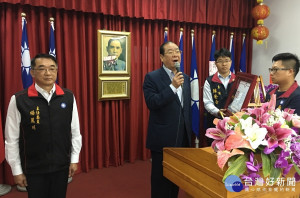 國民黨中央副主席兼秘書長曾永權主持南投縣主委佈達。（記者扶小萍攝）