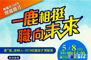桃園市2019校園徵才博覽會5月8日在健行科技大學登場。