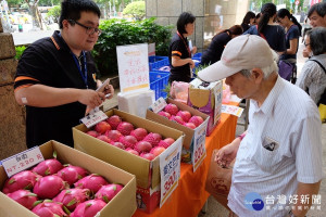 新北果菜公司6日於遠東百貨中山店舉辦「夏季國產水果特賣會」，現場備有紅白肉火龍果、愛文芒果、金鑽鳳梨、巨峰葡萄、黃金香蕉等眾多夏季水果。（圖／記者黃村杉攝）