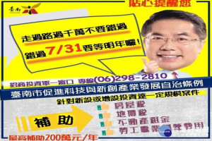 南市發展條例申請期限至7/31日止。