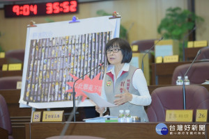 市議員劉曾玉春建議應針對危險大樓強制拆除，並放寬都更條件。(圖／桃園市議會提供)
