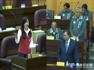 市議員萬美玲在總質詢時，揭露桃園市總共有77所國中小消防安檢不合格，其中桃園區36所學校就有25所不合格，不合格率高達70%。(圖／桃園市議會提供)