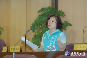 ▲市議員郭蔡美英質詢新坡地區幾乎零發展，希望改造都市計畫給予開發。（圖／桃園市議會提供）

