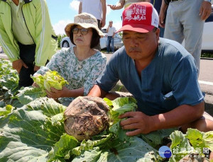 立委蘇治芬會同農糧署及農改場前往瓜農、菜農受災田間現勘，呼籲縣府儘速彙報農委會辦理救助，不要讓農民為生計煩惱。