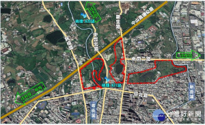 機場捷運A21站地區都市計畫航照圖。

