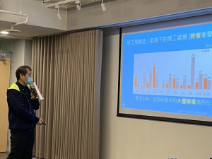 疫情嚴峻，勞工局要求移工防疫宿舍需符合「獨棟建築、實施分流送餐、甲級廢棄物清運規劃及終期消毒」四大規範，緊盯宿舍防疫SOP （記者黃村杉攝）