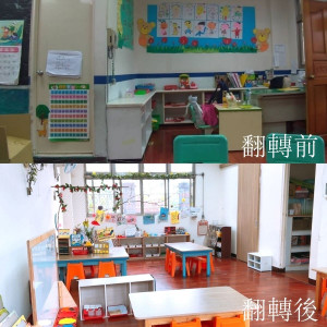 學習區翻轉前後。