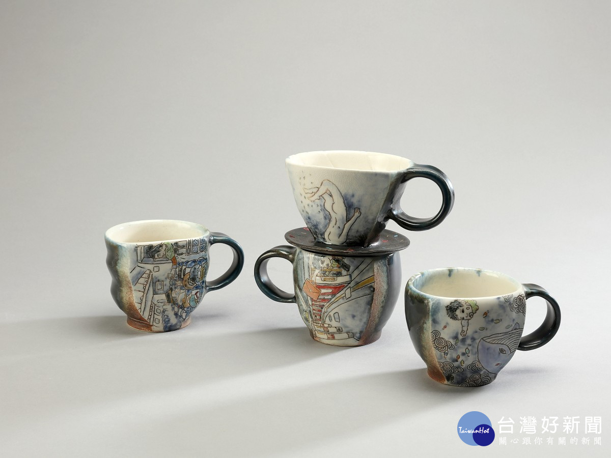 宋立《家族時光》運用富有故事性的插畫構圖創作，巧妙結合、置換濾杯與杯體，獲得銅獎肯定