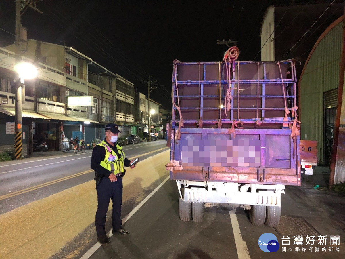 黃金稻穀灑掉滿路面粒粒危機　警獲報查追查肇禍者火速清除