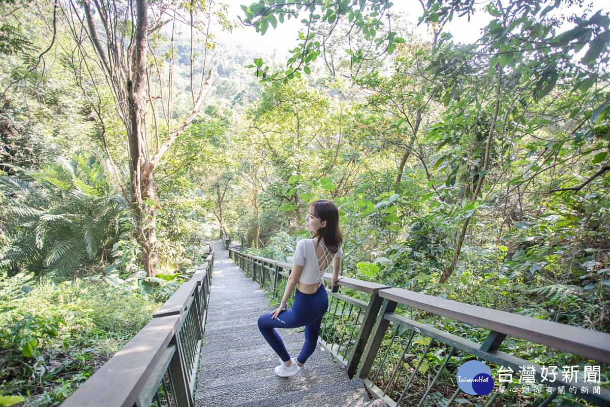 蘭潭後山步道有連續156階的天梯／嘉義市府提供
