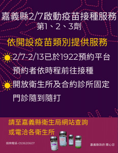 嘉義縣今天同步啟動41接種點／嘉義縣府提供