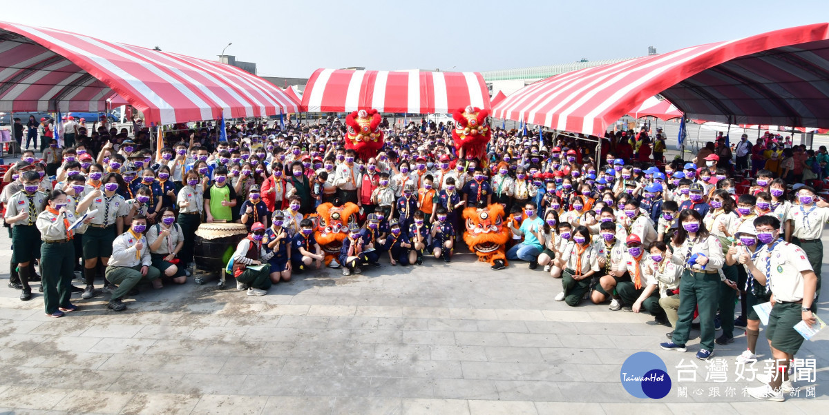 彰化縣慶祝三五童軍節900多名小童軍參加聯合檢閱。圖／記者鄧富珍攝
