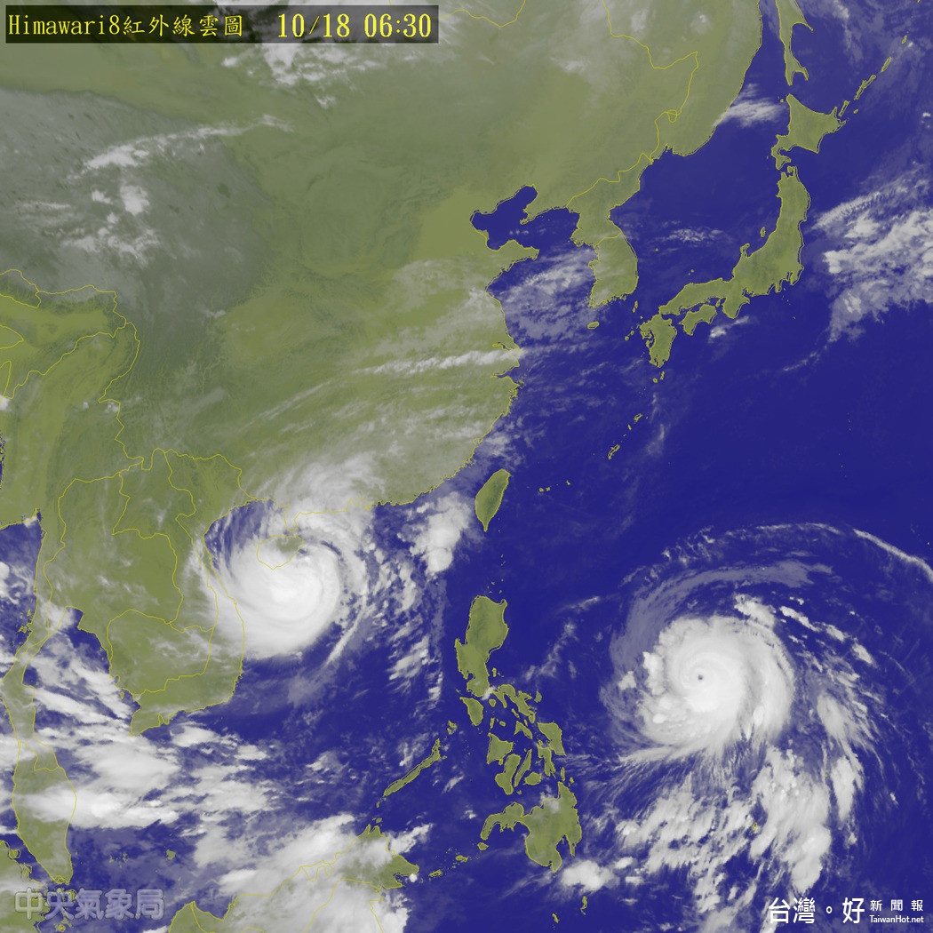颱風海馬18日凌晨2時增強為強烈颱風。(圖/中央氣象局)