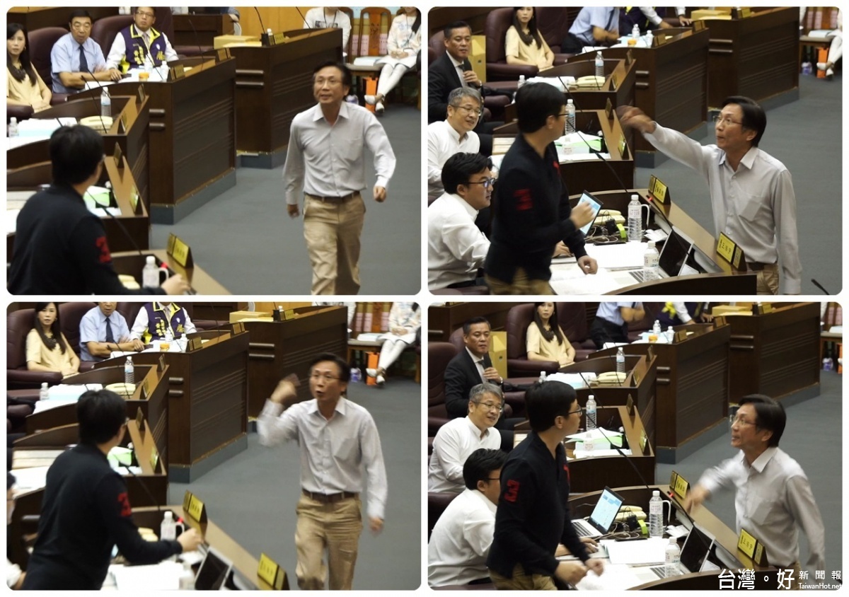 不滿王浩宇議員的言論,詹江村議員衝向王浩宇理論。