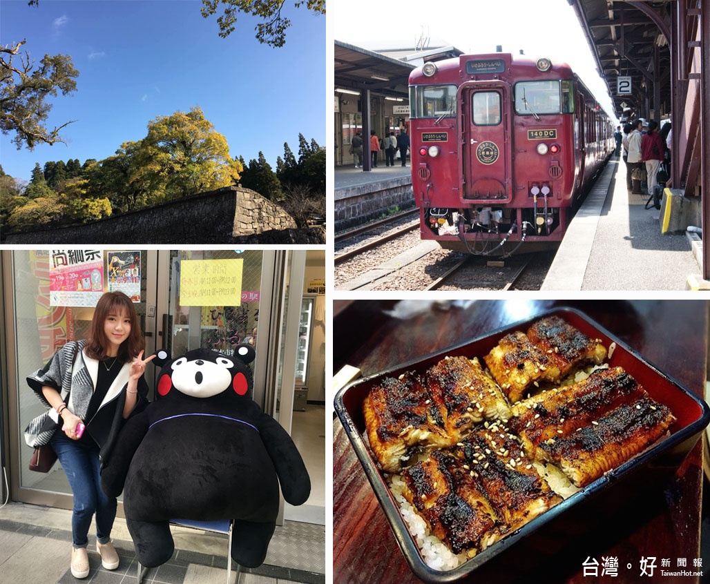 人吉城遺跡、百年老店上村鰻魚屋、熊本縣經典代言-熊本熊、人吉的電車（JR-肥薩線/Isaburou・shinpei）