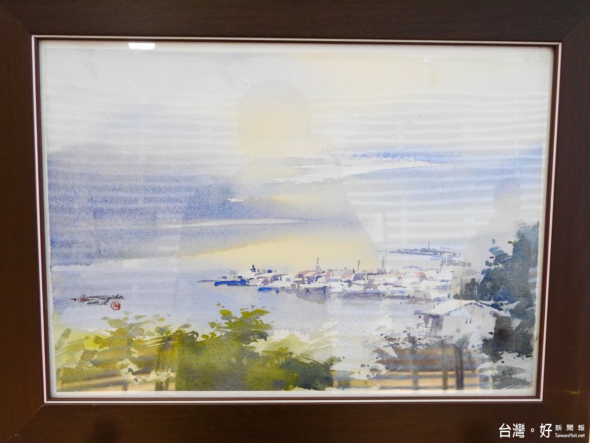 日月潭民宿美術嘉年華，畫家在向山遊客中心日昇月恆藝廊展出的作品。