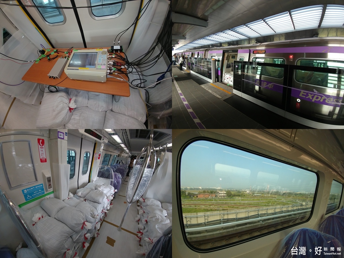 機場捷運載重壓力測試,以沙包模擬最擁擠狀態