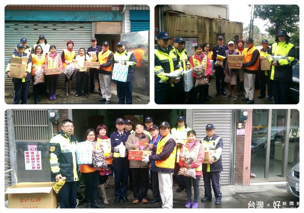 龍潭分局中興出所結合義警、民防、婦女志工及守望相助隊等人,舉辦寒冬送暖暨預防犯罪活動。