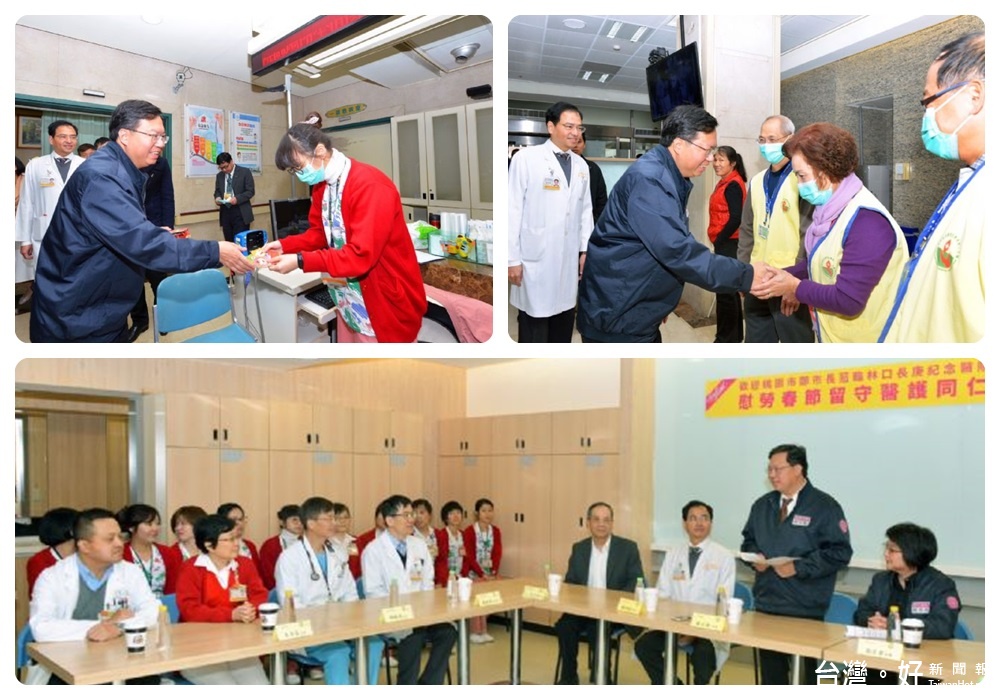 鄭市長特地前往林口長庚醫院，對第一線的醫師及護理人員的表達最高的尊崇與敬意。