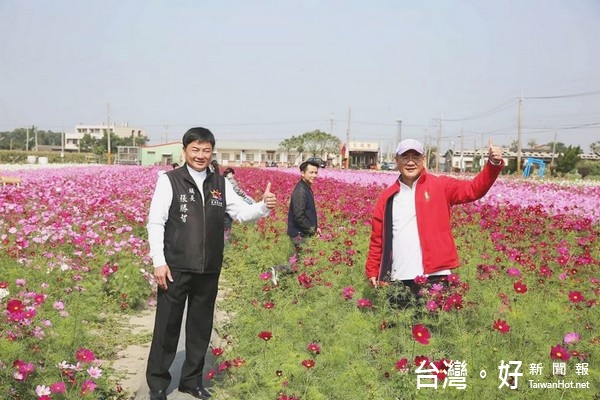 鎮長張勝智向鄉親宣布北港燈區展延的好消息，也推薦扶朝里花田等私房景點，歡迎民眾來北港賞燈走春踏青。（記者陳昭宗拍攝）