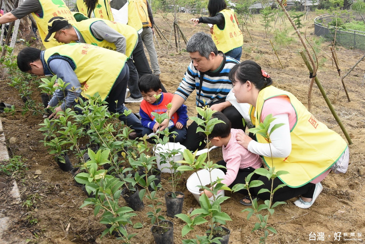 許多民眾或親子一同植樹護南投。（記者扶小萍攝）