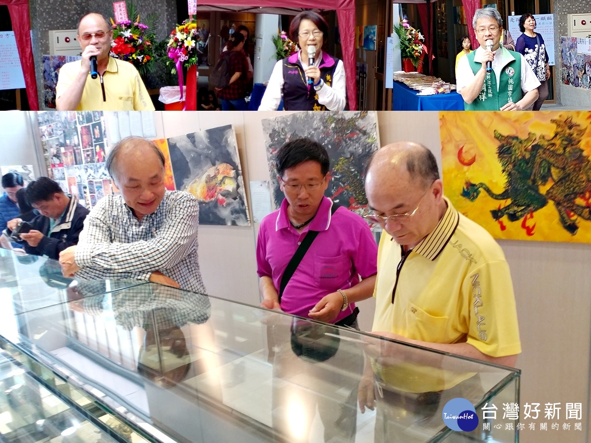 「走跳四方-麒麟特展」邱傑向市議員也是前桃園市長蘇家明解說麒麟由來