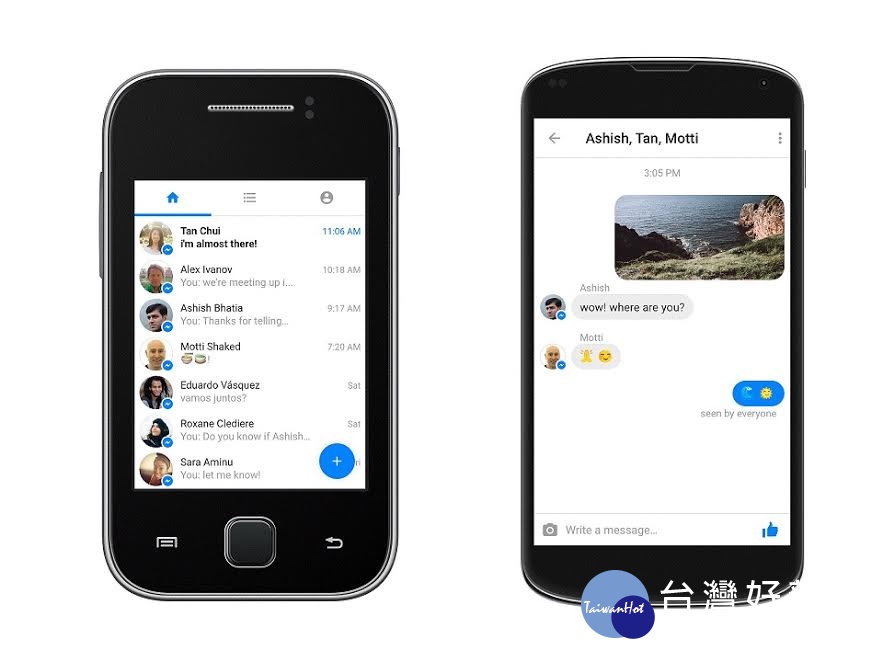 Messenger Lite是面向網路頻寬不佳或使用舊款手機的用戶所生,容量低於10MB,除了方便用戶迅速安裝及使用。(圖/Facebook)