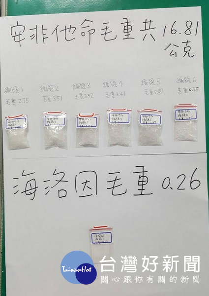 警方從嫌犯丟棄之皮包起出毒品海洛因及安非他命。(記者陳昭宗拍攝)