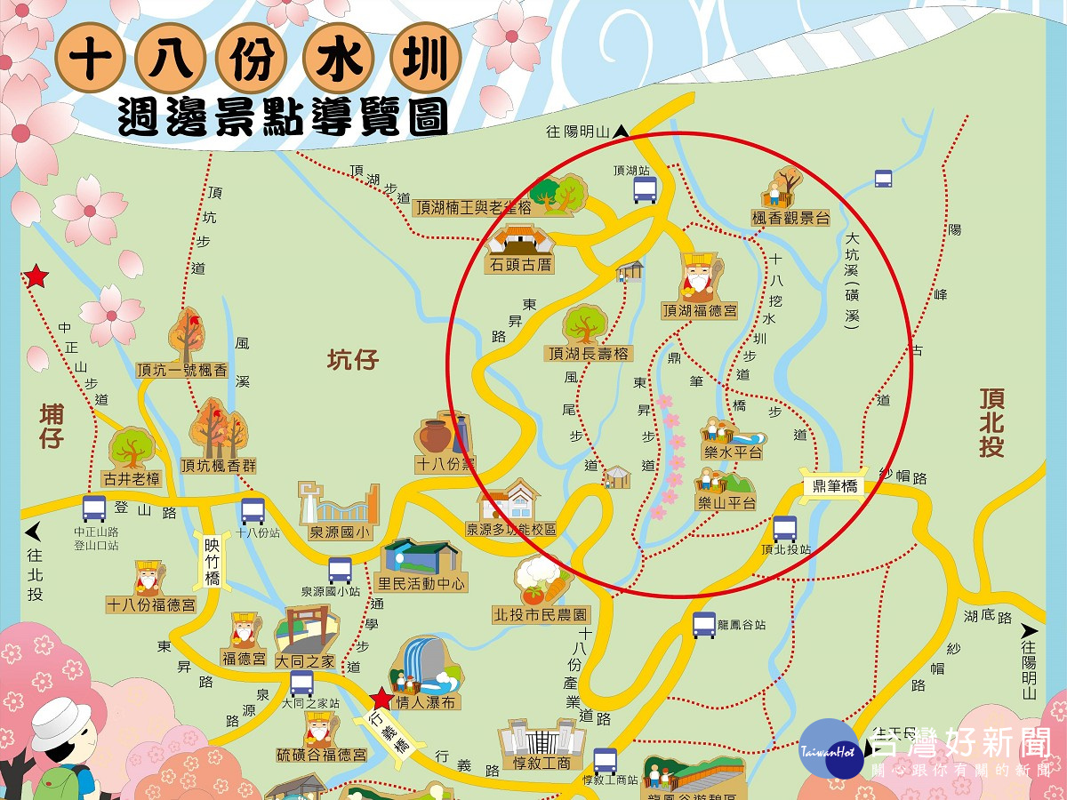 十八份水圳周邊導覽圖。(圖/北市工務局大地工程處提供)