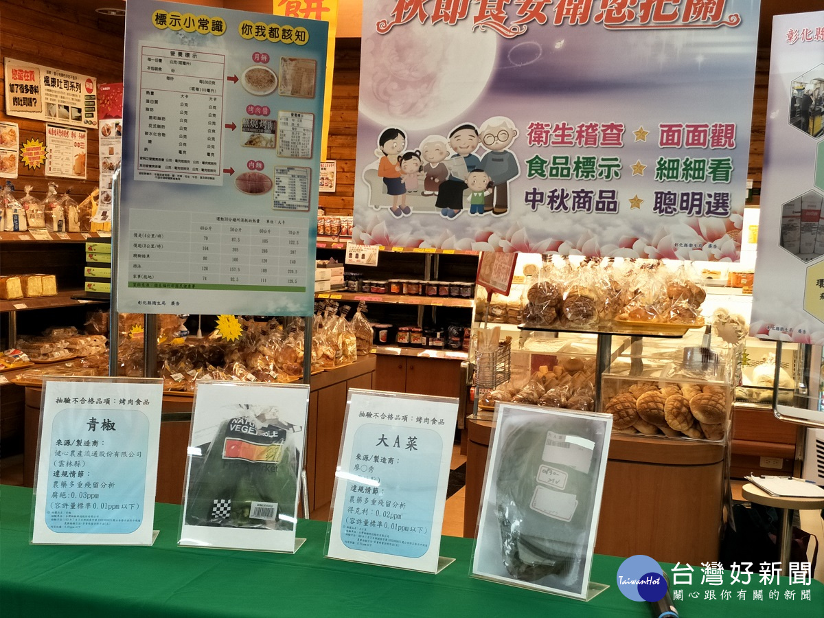 秋節應景食品稽查，蔬菜類的大A菜、青椒不合格。