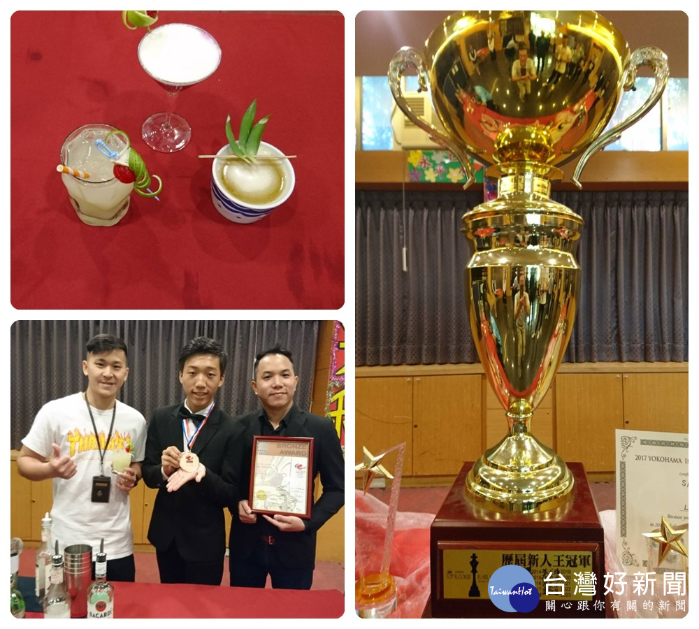 永平調酒社國際賽連連得獎，日本橫濱賽、新人王摘雙金，馬來西亞賽奪銅。