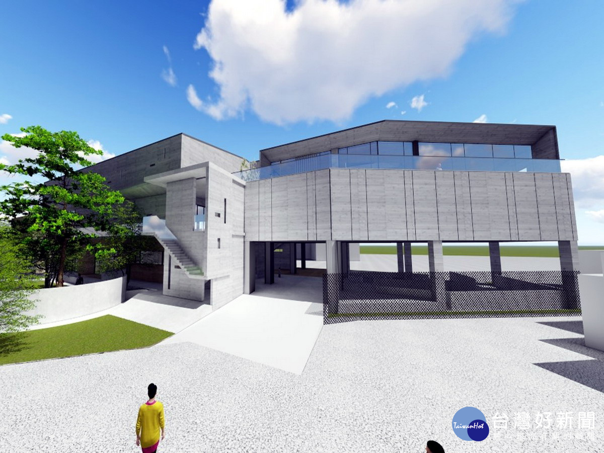 「桃園市觀音區新坡多功能場館新建統包工程」設計模擬圖。