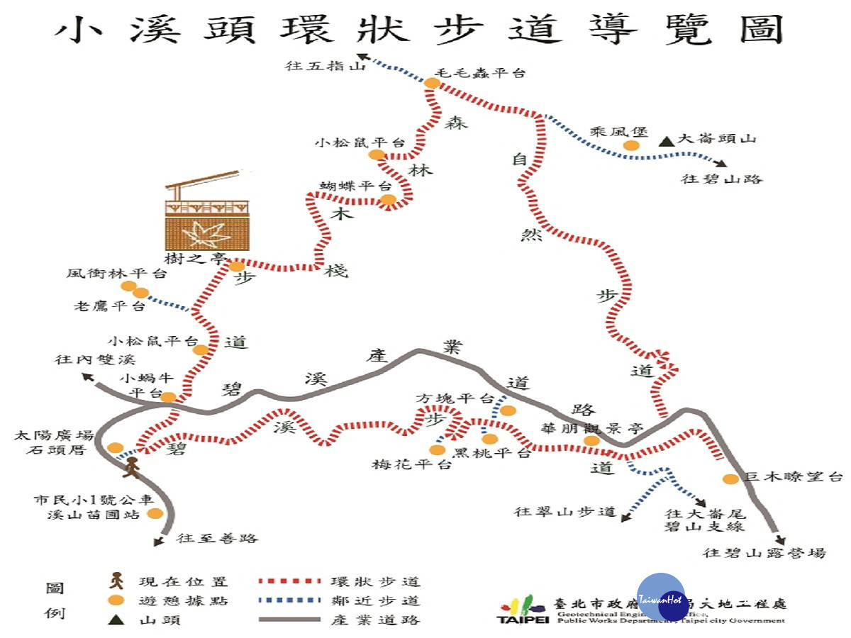 小溪頭環狀步道及周邊景點地圖（圖／大地處提供）