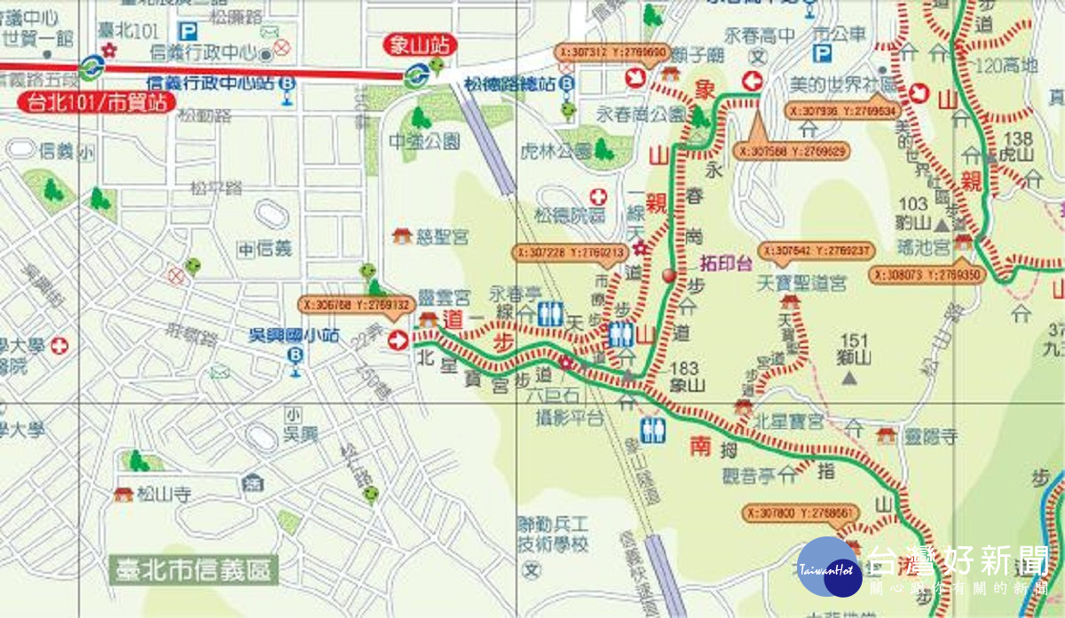 象山親山步道路線圖。(圖/大地處提供)