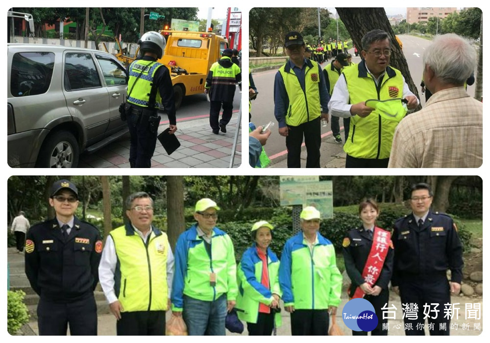 桃園市警局謝榮隆副局長帶領同仁宣導高齡者用路安全。