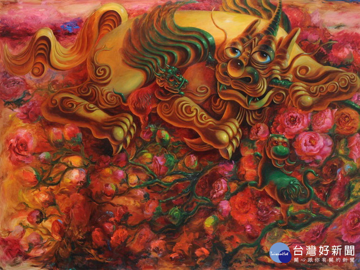 油畫創作人王曉青於中壢藝術館舉行「 貔貅家族油畫展」桃園首展。
