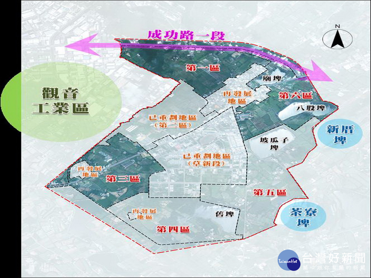 「桃園市觀音區草漯市地重劃區整體開發工程」位置圖。