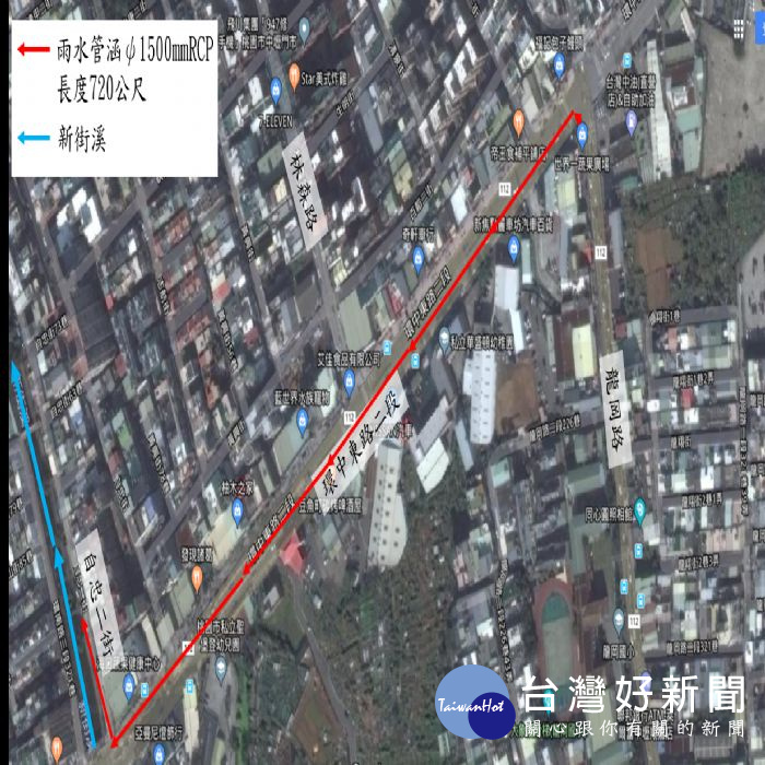 中壢區環中東路雨水下水道完工,立即發揮改善龍岡地區排水功效。