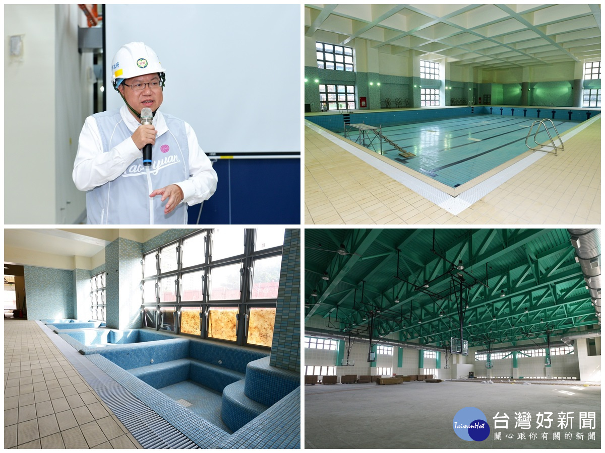 桃園市長鄭文燦親往中壢區光明公園視察興建中的中壢國民運動中心。